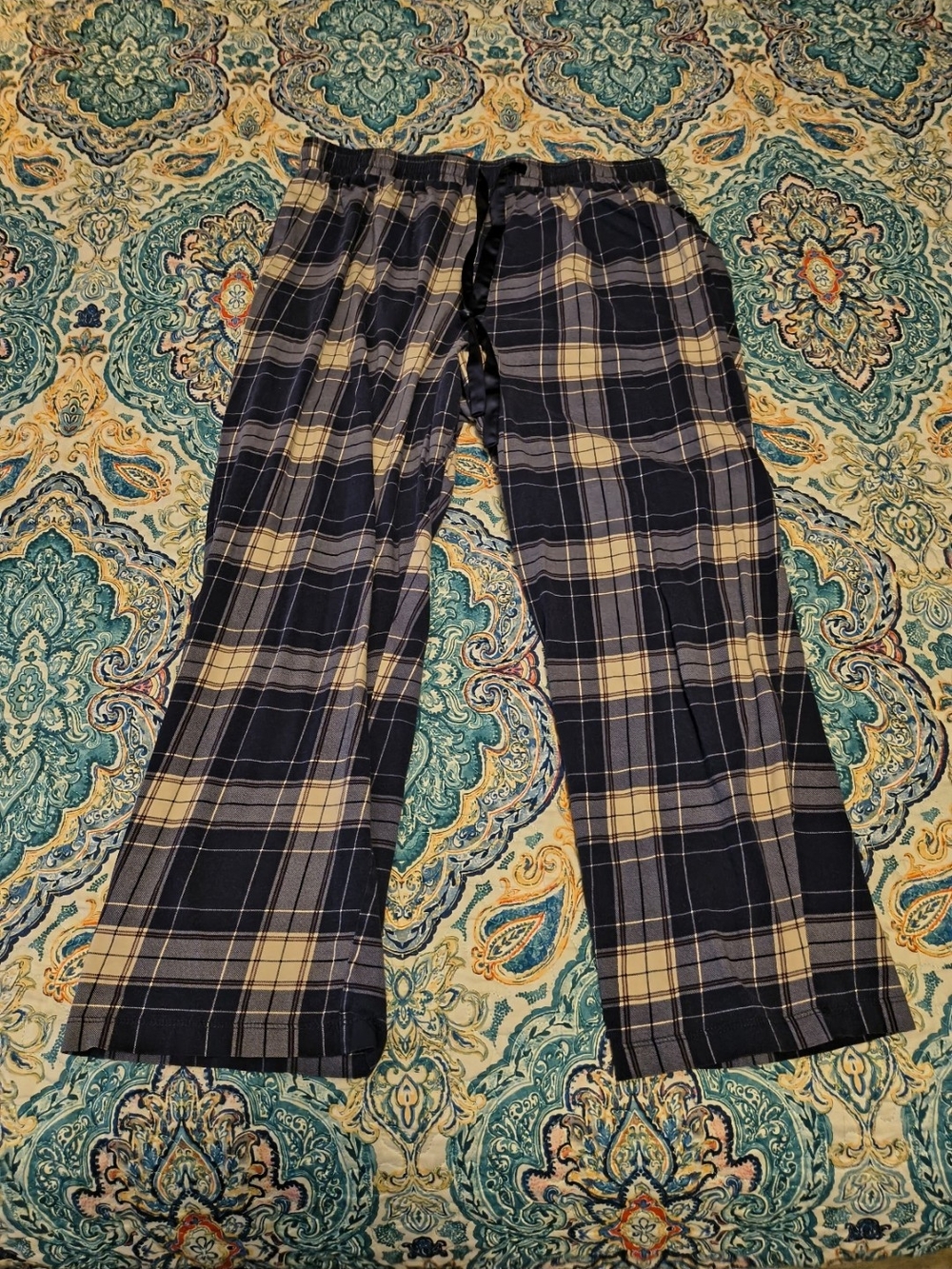 torrid Navy and Cream Plaid Lounge Pajama Cropped Pants